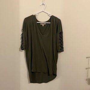 Express One Eleven top with cross-cross sleeve